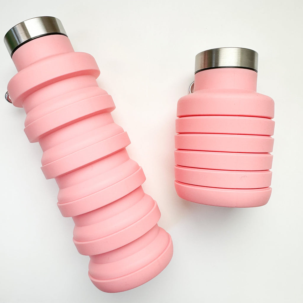 Collapsible Silicone Bottles - Professional Natural Wood Design