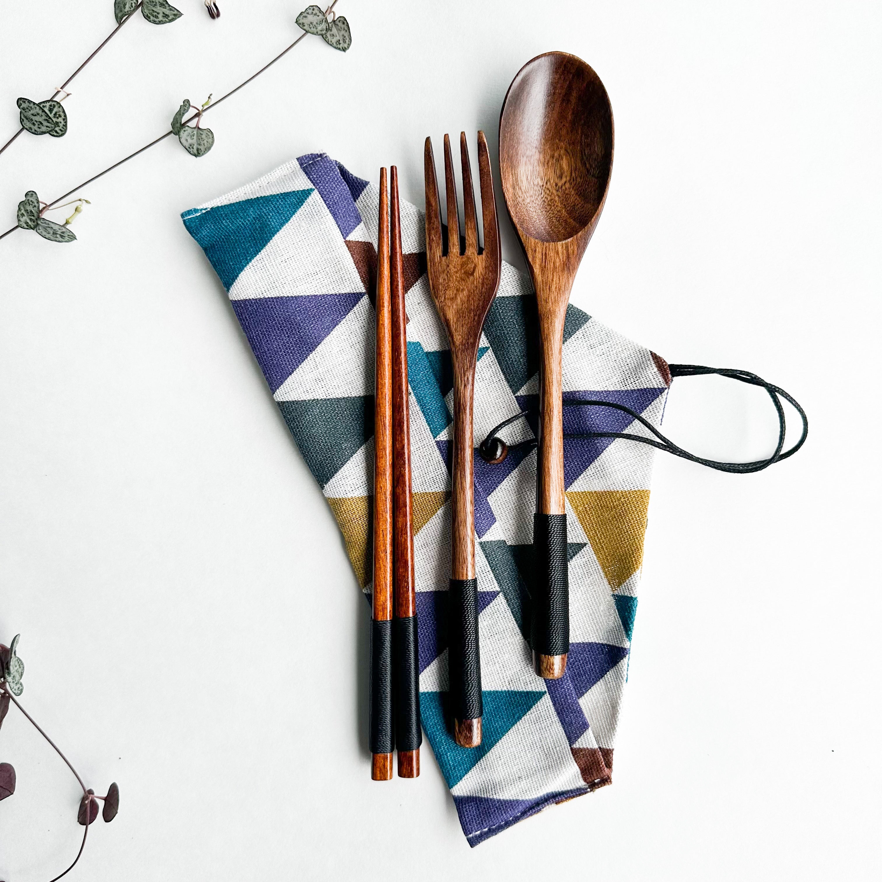 Premium Natural Wood Handmade Cutlery Set - Modern Eco-Design