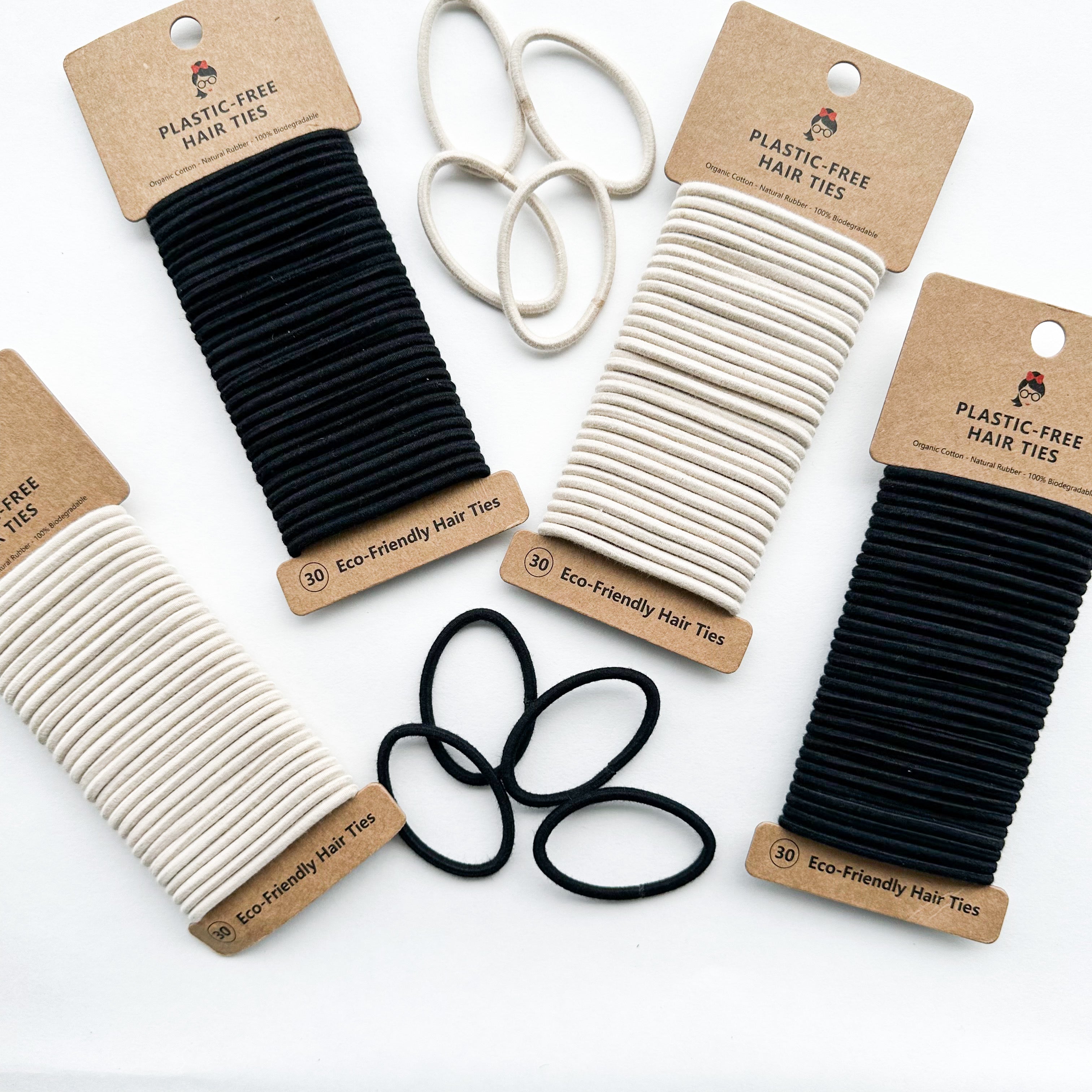 Handcrafted Natural Wood Biodegradable Hair Ties - Modern Eco-Design