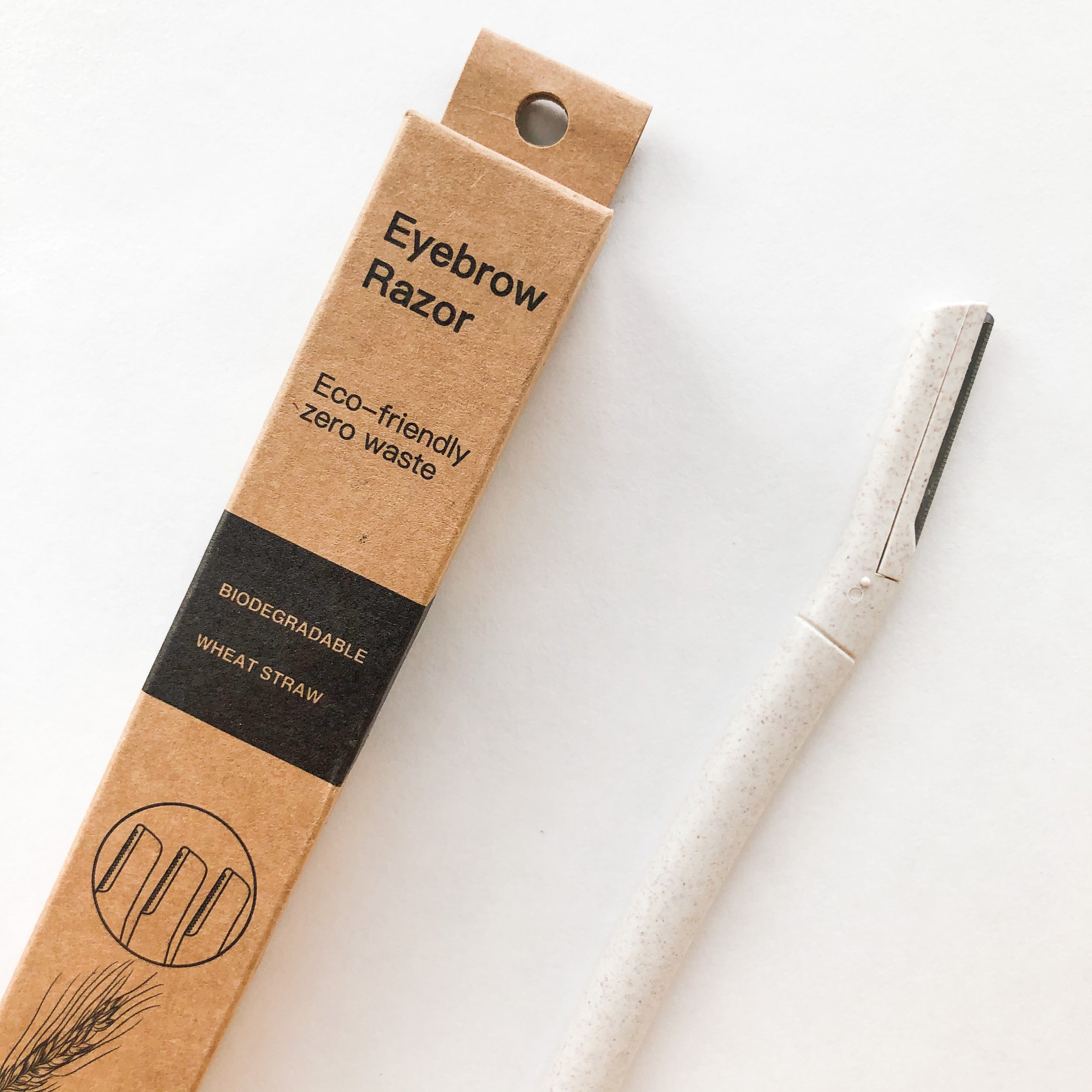 Biodegradable Wheat Straw Eyebrow Razor Trimmer - Premium Natural Wood Design