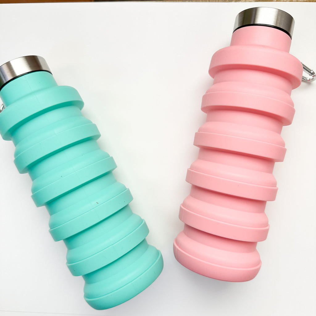 Collapsible Silicone Bottles - Professional Natural Wood Design