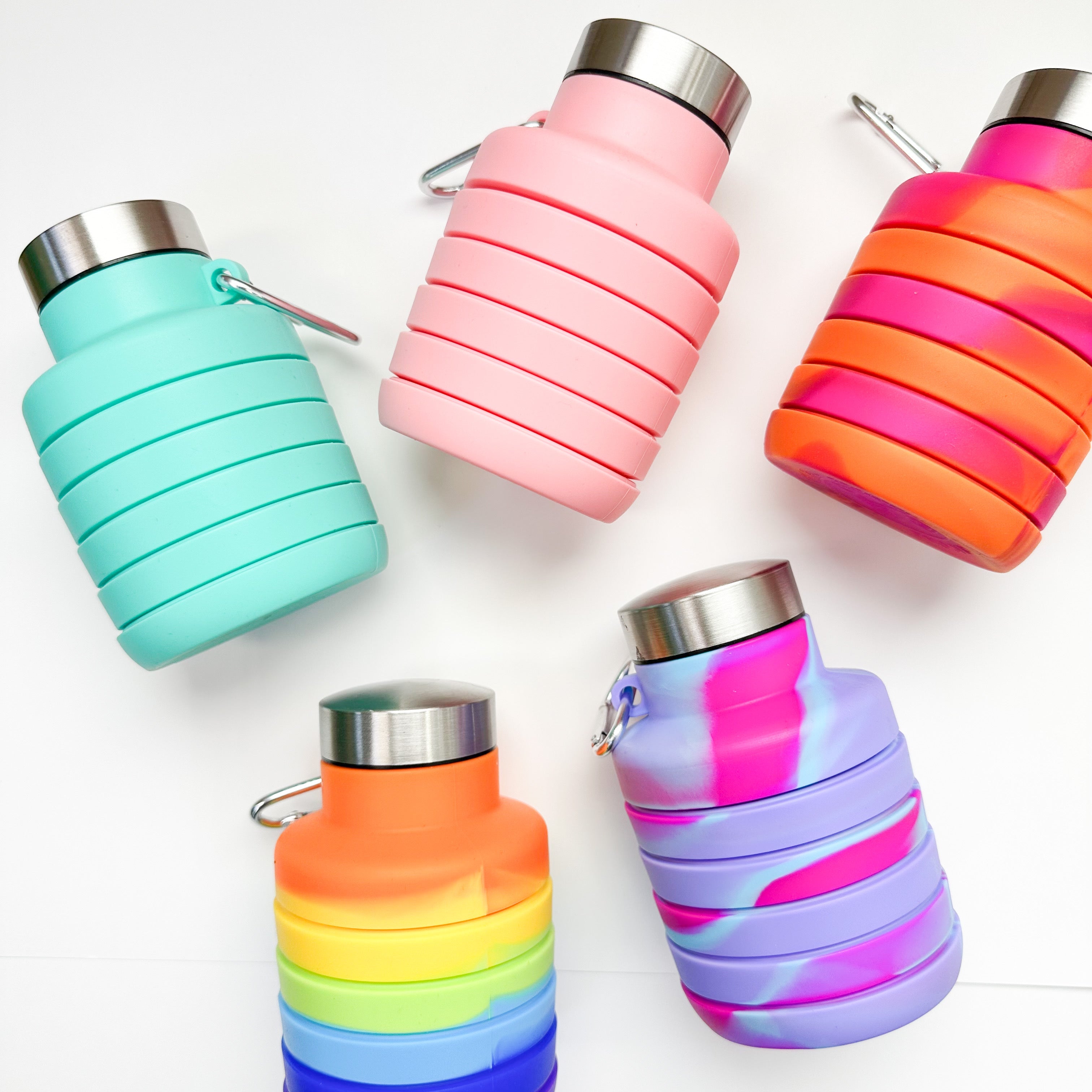 Collapsible Silicone Bottles - Professional Natural Wood Design