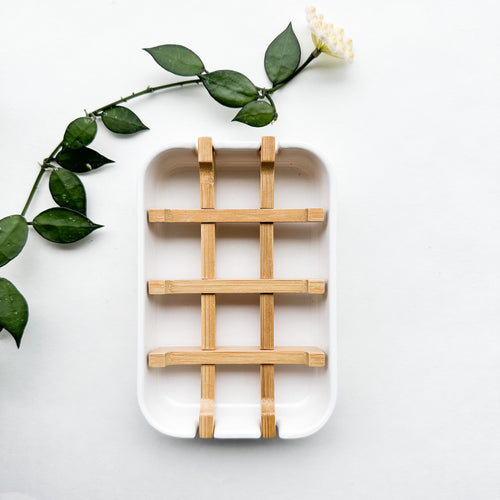 Biodegradable & Cornstarch Soap Dish - Plastic-Free Natural Wood Design