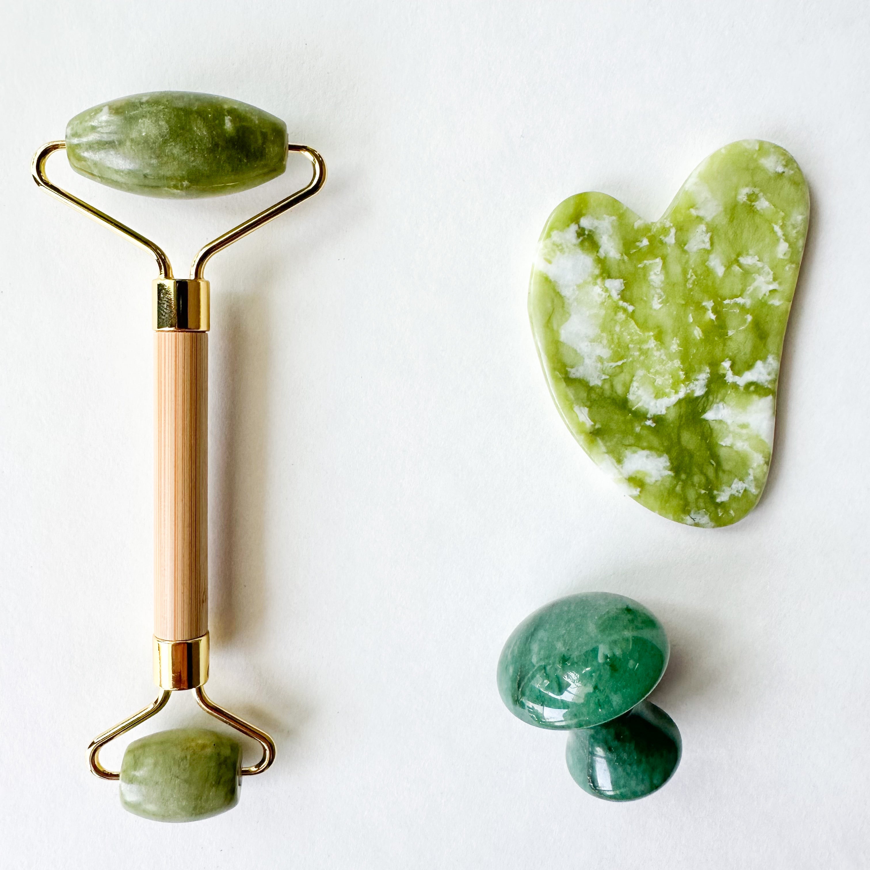 Handcrafted Natural Wood Ultimate Gua Sha Kit – Jade, Rose Quartz & O... - Mo...