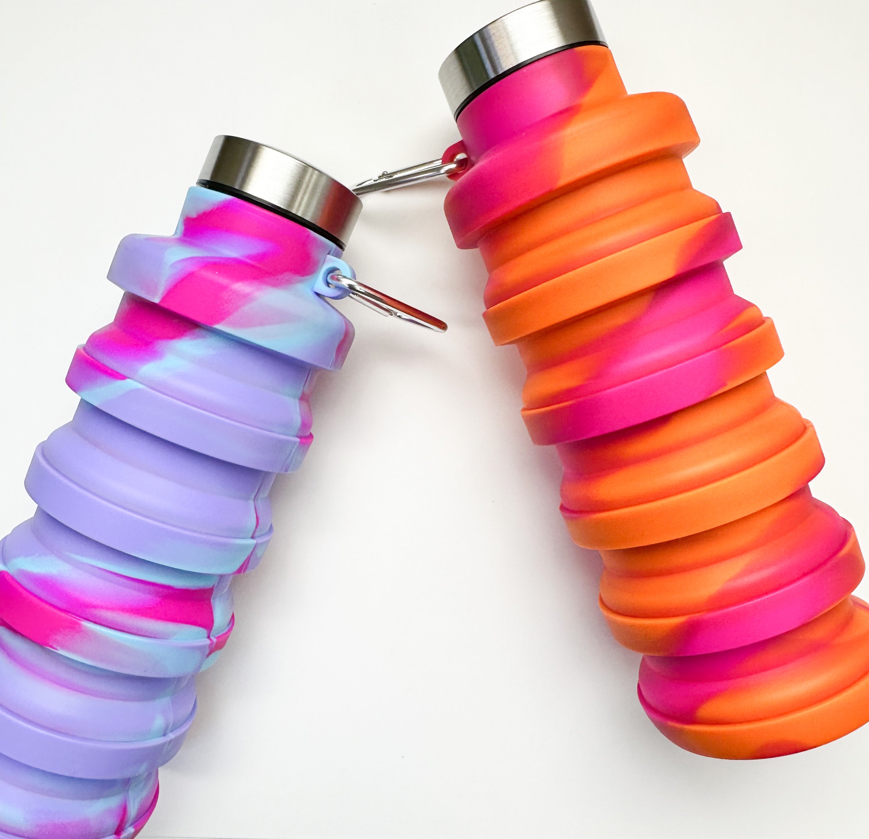 Collapsible Silicone Bottles - Professional Natural Wood Design