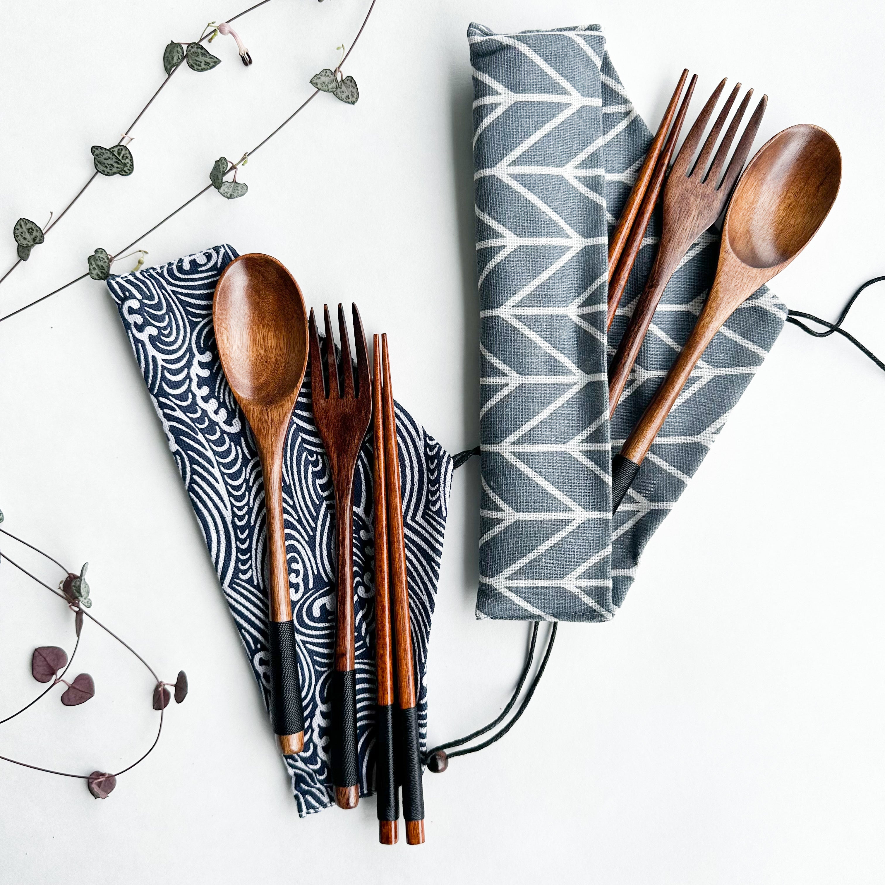 Premium Natural Wood Handmade Cutlery Set - Modern Eco-Design