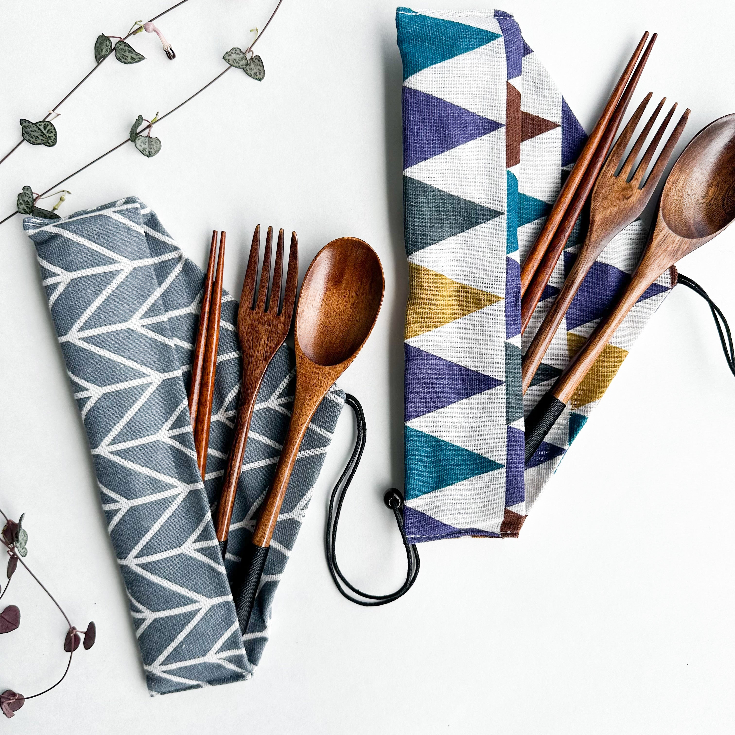 Premium Natural Wood Handmade Cutlery Set - Modern Eco-Design