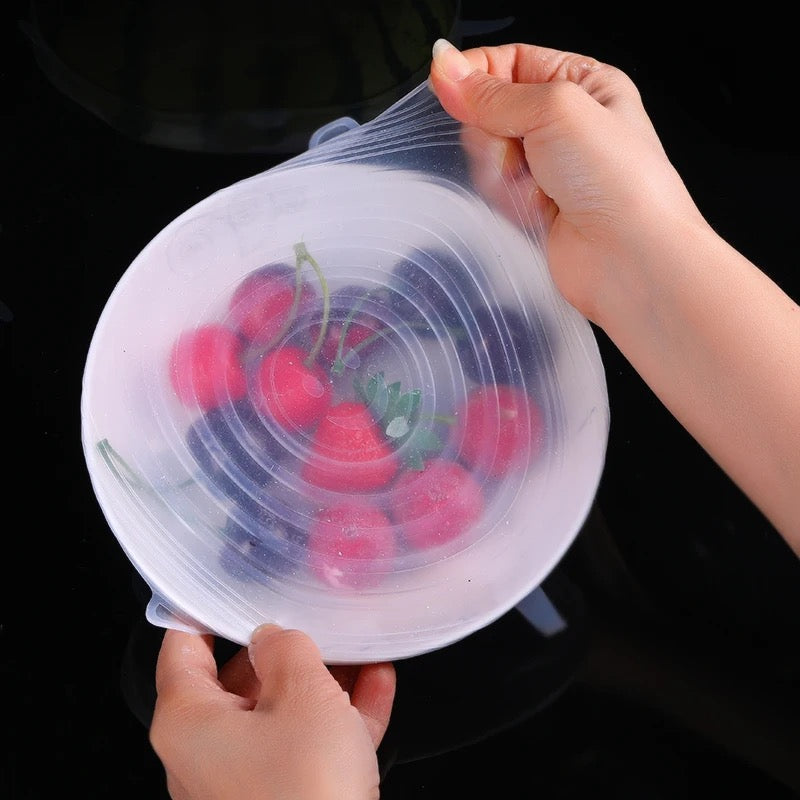 Eco-Friendly Silicone Stretch Food & Dish Co... - Handcrafted Natural Wood De...