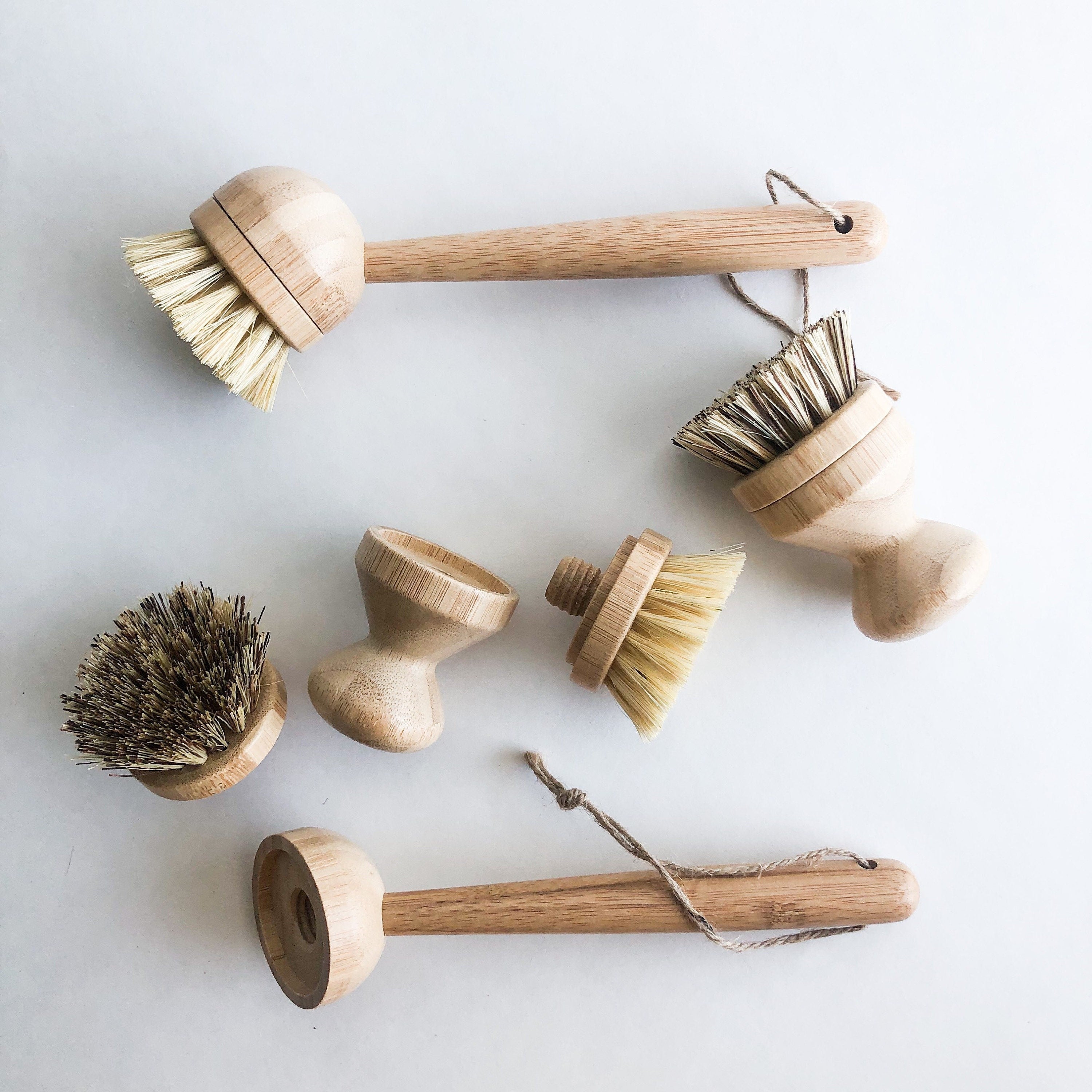 Eco-Friendly Natural Wood Sisal Dish Brush With Replaceable Head - Modern Eco...