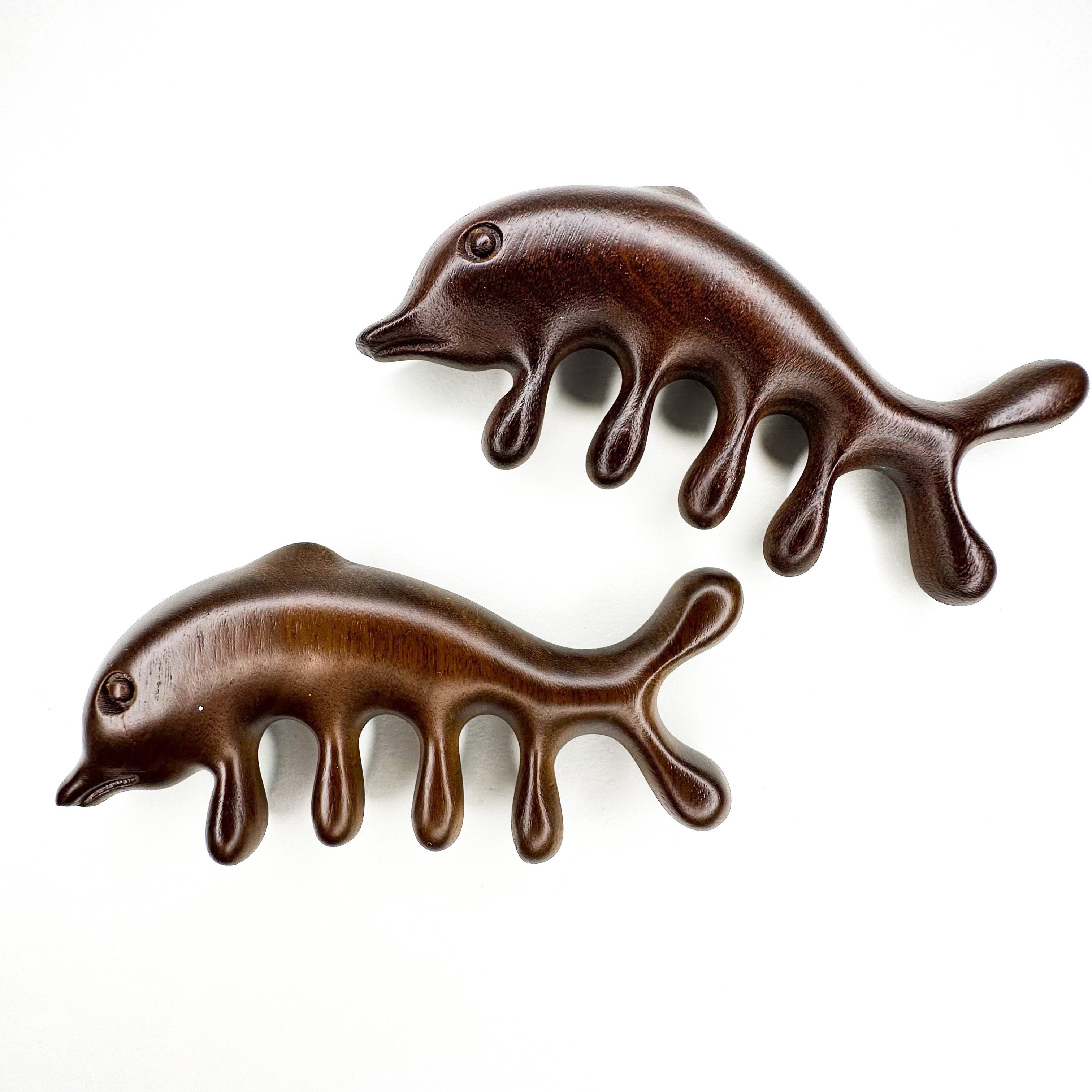 Premium Natural Wood Sandal Dolphin Scalp Massager - Modern Eco-Design