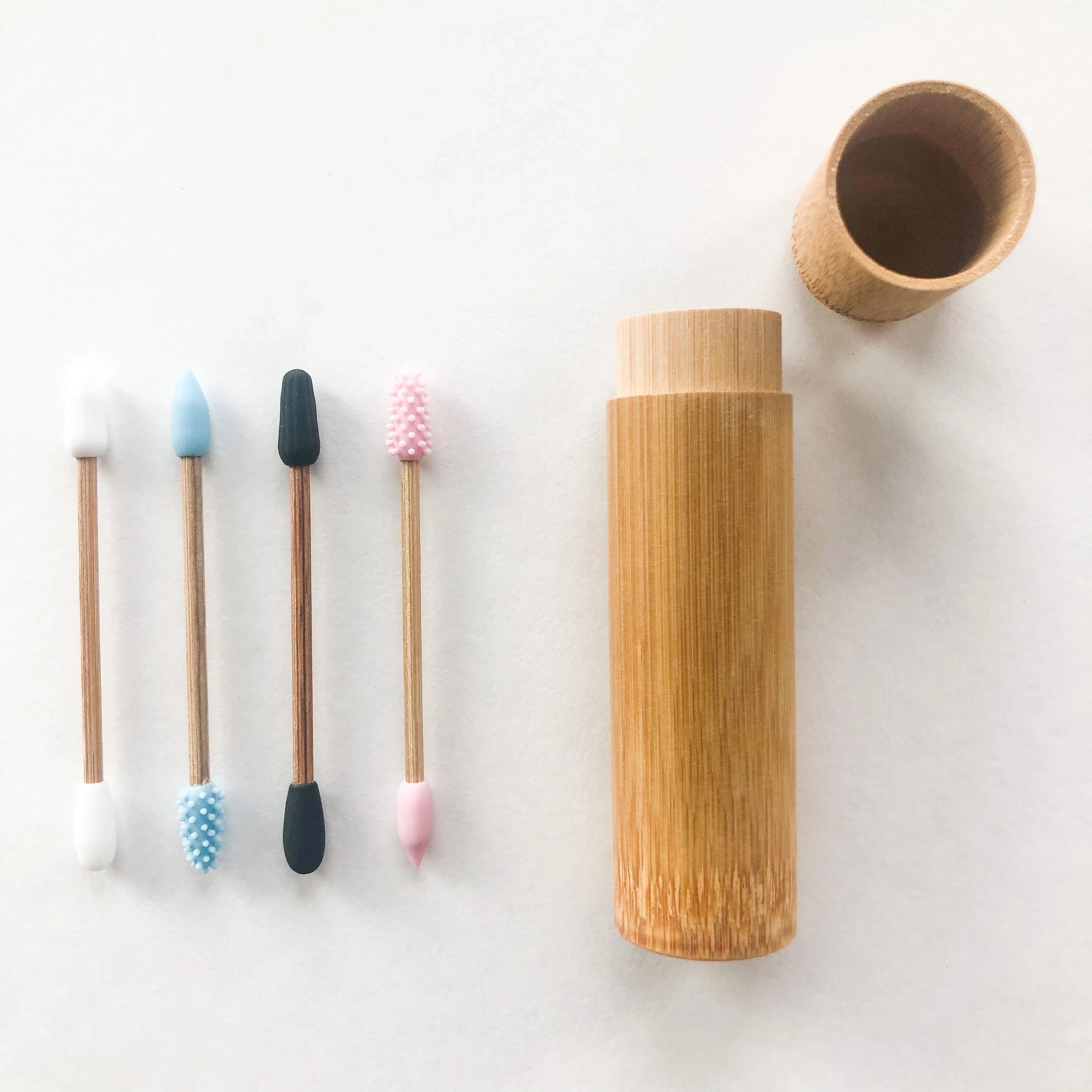 Plastic-Free Natural Wood Silicone Q-tips | Eco-Friendly Choice