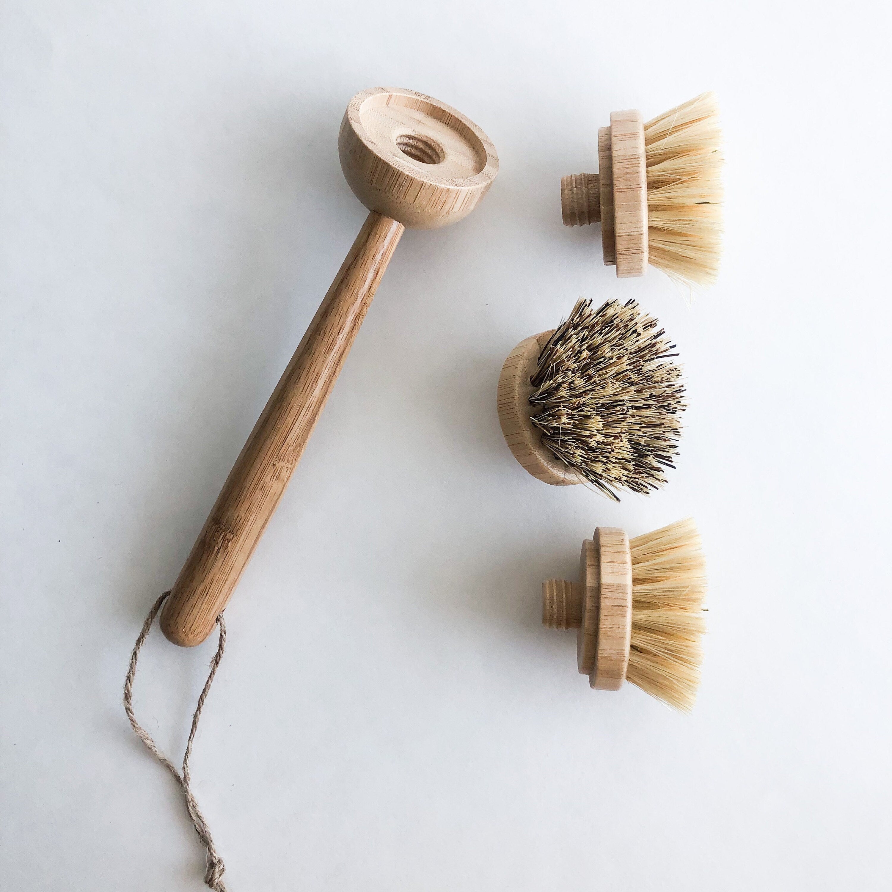 Eco-Friendly Natural Wood Sisal Dish Brush With Replaceable Head - Modern Eco...