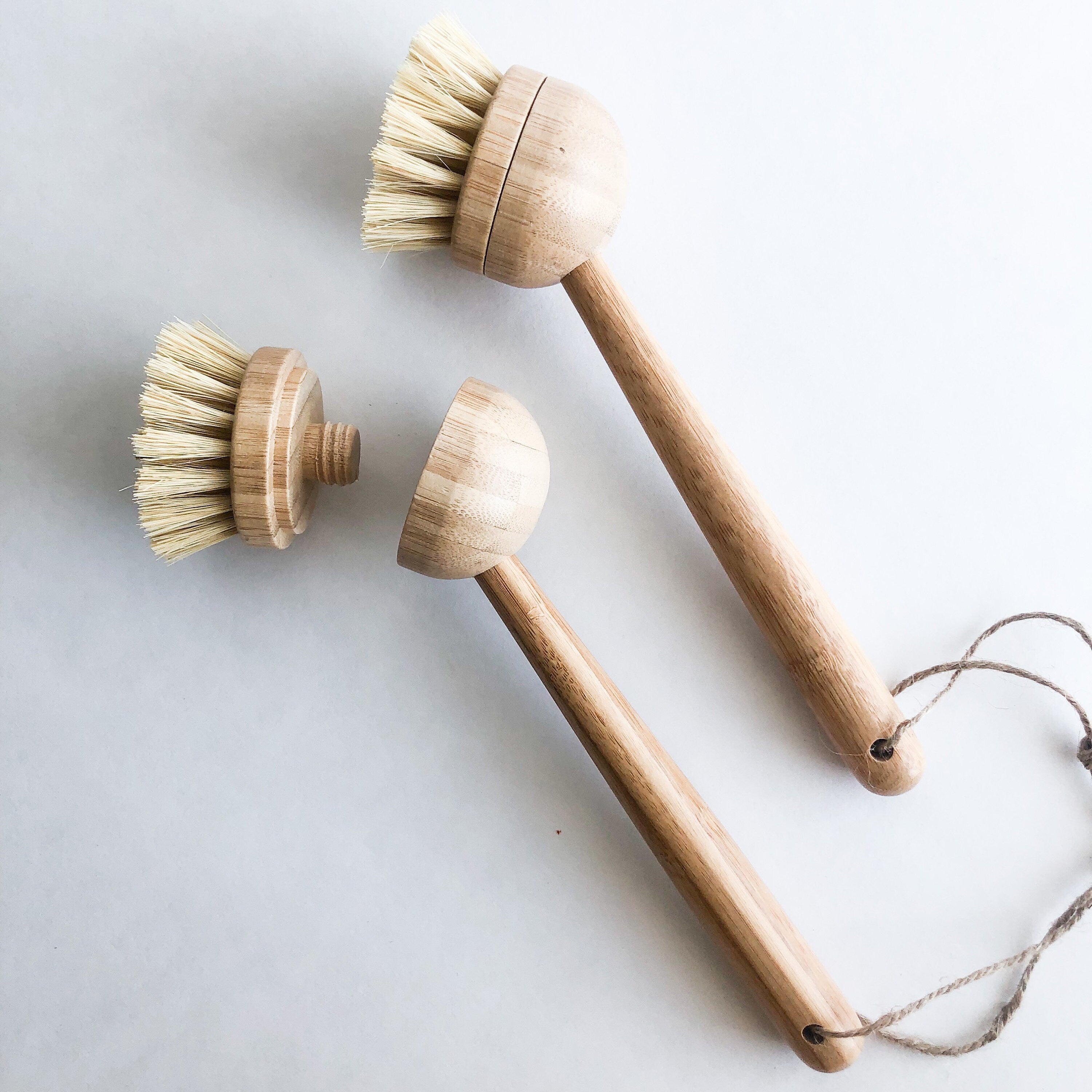 Eco-Friendly Natural Wood Sisal Dish Brush With Replaceable Head - Modern Eco...