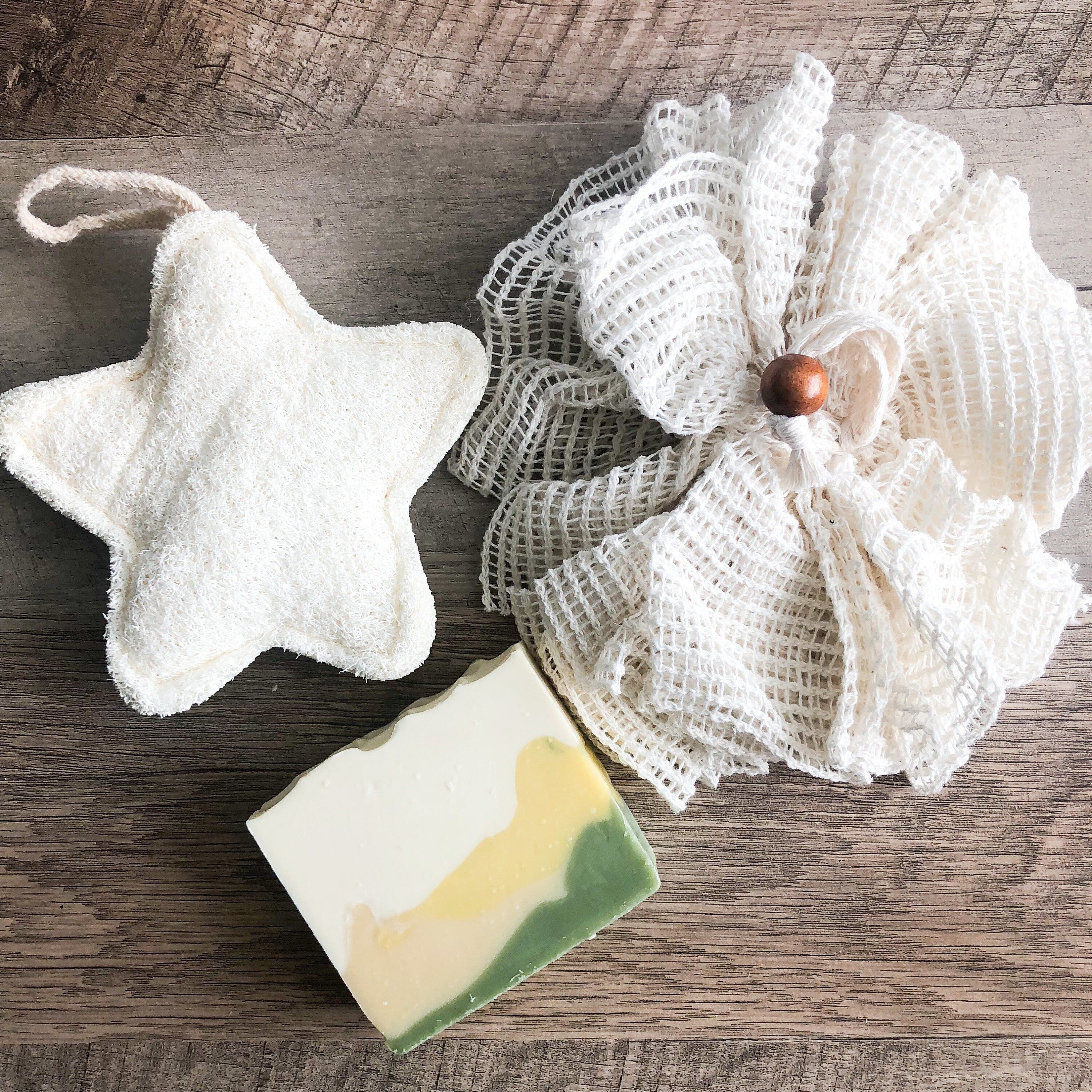 Plastic-Free Natural Wood Ramie Bath / Shower Puff | Eco-Friendly Choice