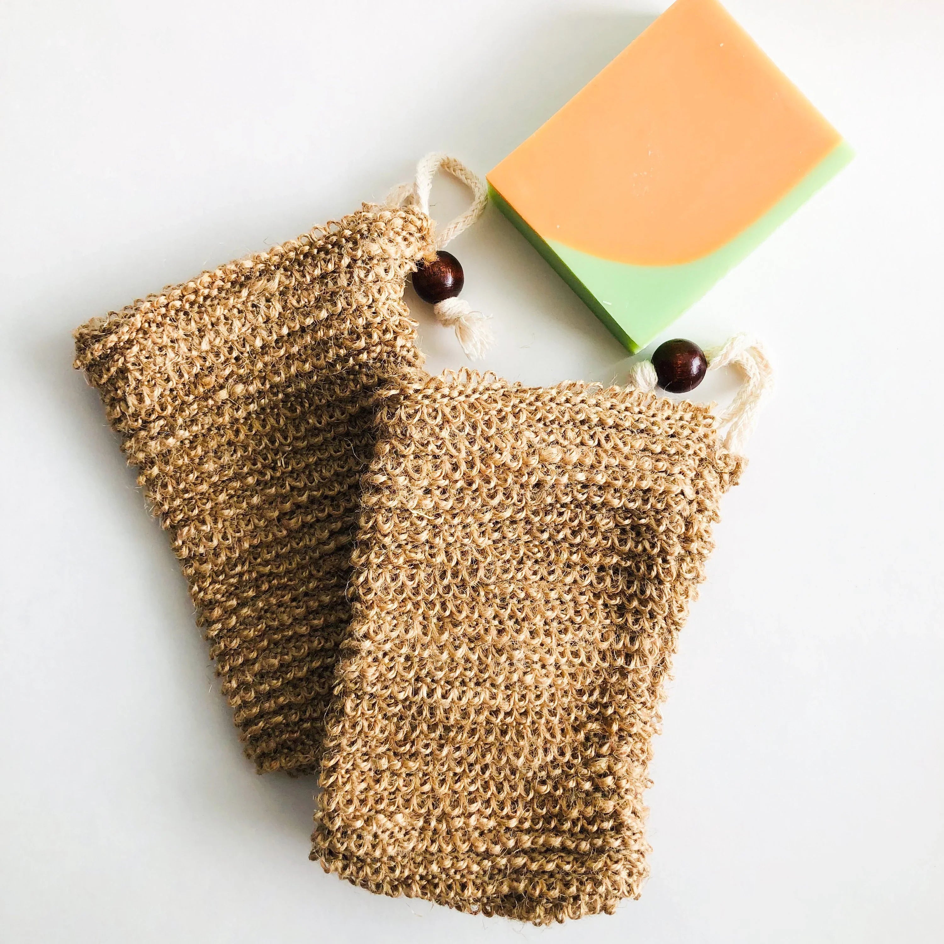 Eco-Friendly Natural Wood Handmade Jute Soap Bag - Modern Eco-Design