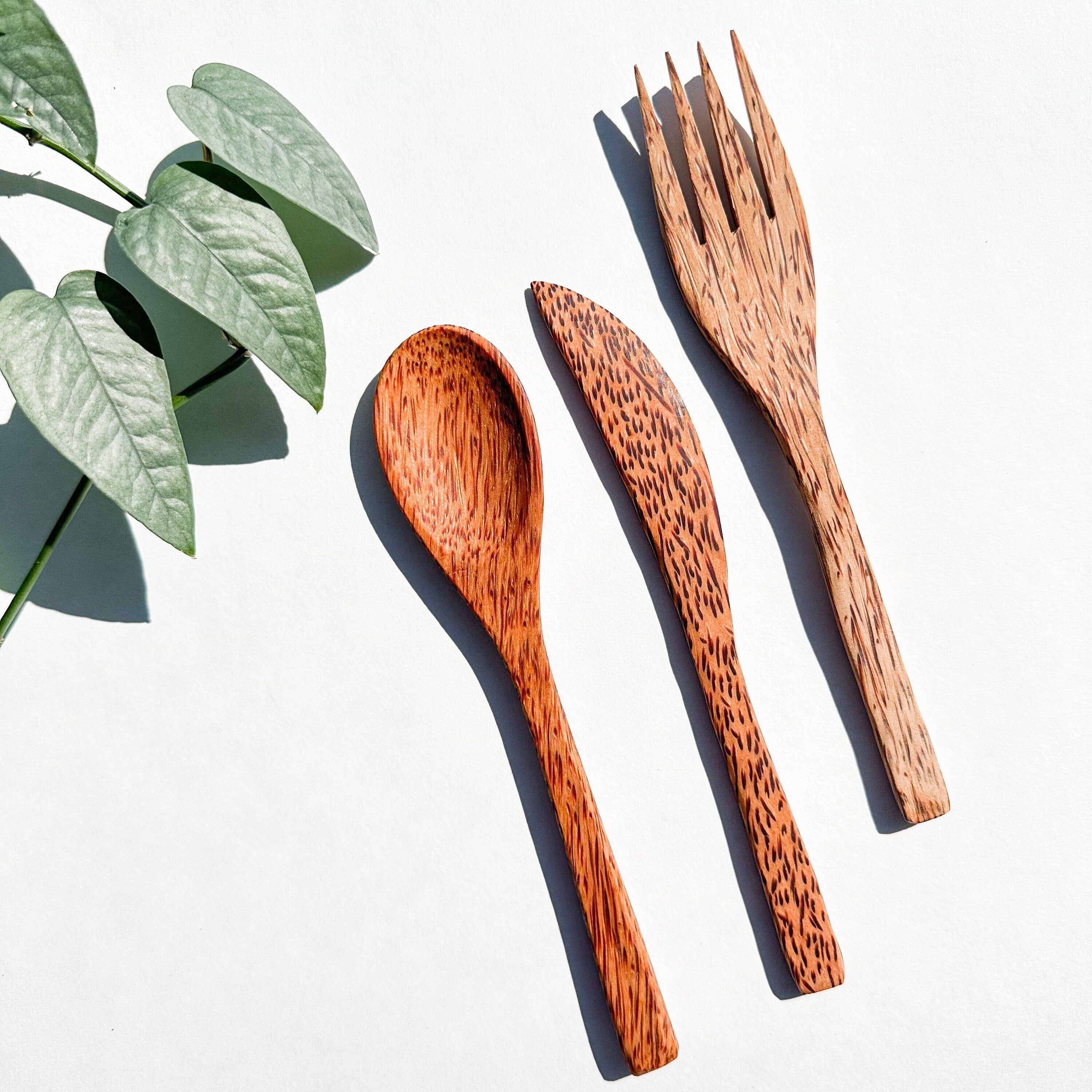 Coconut Cutlery set - Sustainable Natural Wood Design